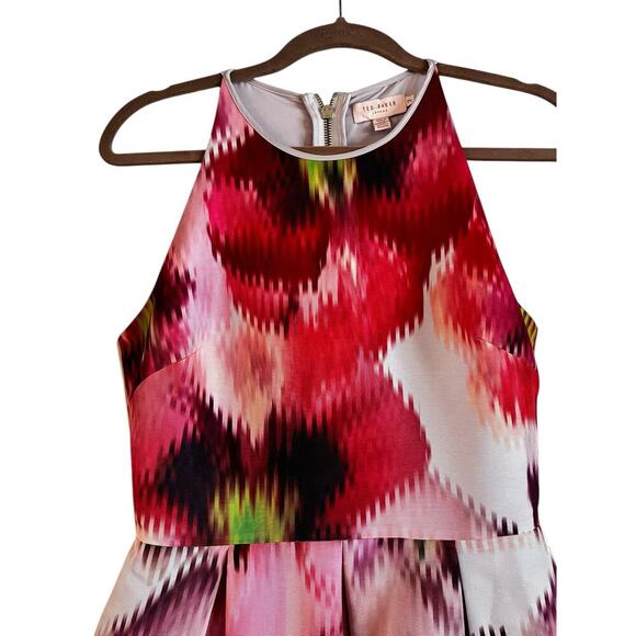 Ted Baker Cesilia Expressive Pansy Skater Dress Size 2 or US 6 Cocktail Floral - Picture 2 of 6